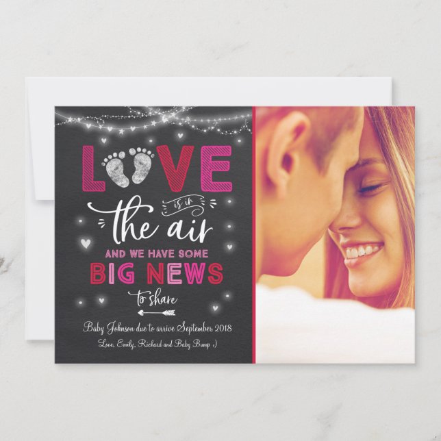 Valentines Gravid Announcement Baby Reveal Julkort (Framsida)