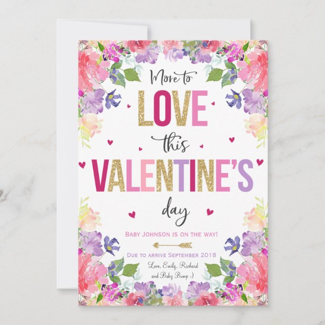 Valentines Gravid Announcement Baby Reveal Julkort (Framsida)