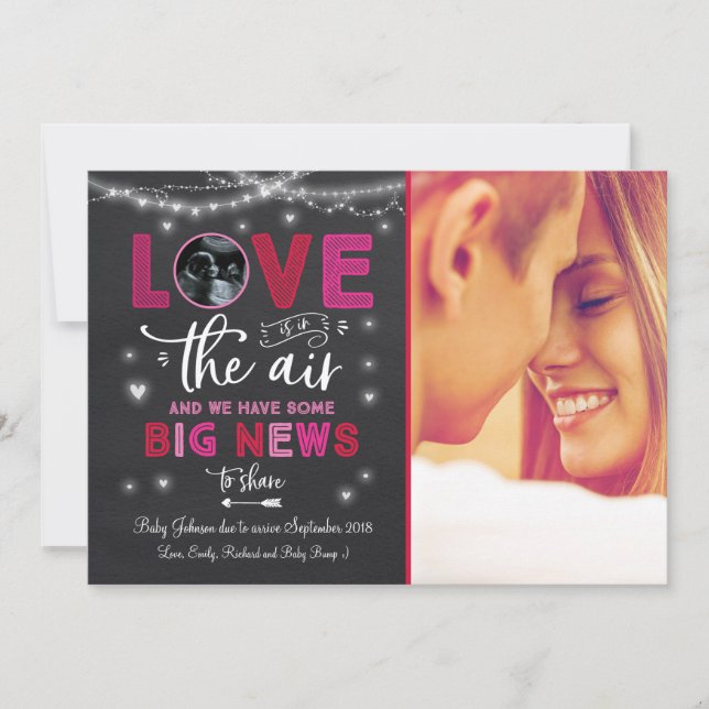 Valentines Gravid Announcement Ultrasound Card Julkort (Framsida)
