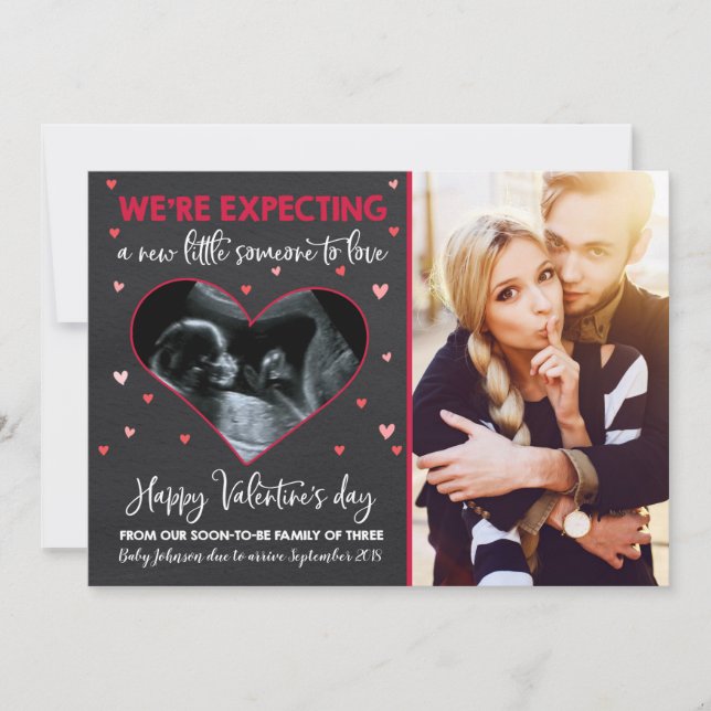Valentines Gravid Announcement Ultrasound Card Julkort (Framsida)