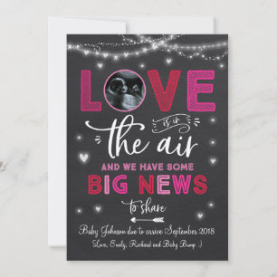 Valentines Gravid Announcement Ultrasound Card Julkort