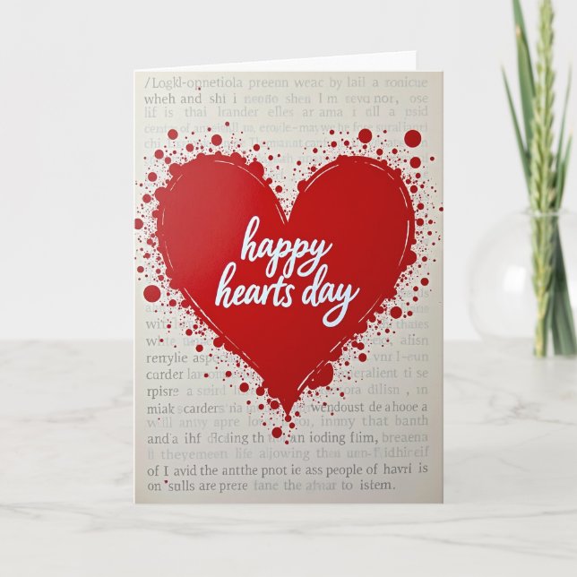 Valentines Happy Hearts Day Card Kort (Framsida)