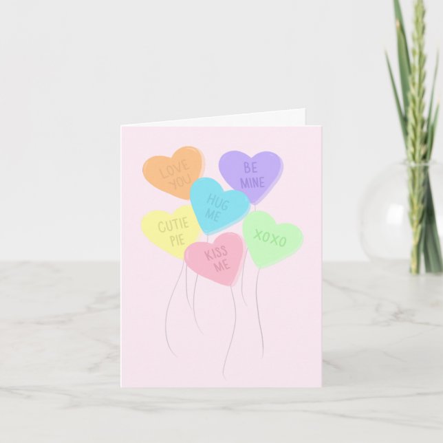 Valentines Heart Candy Card Tack Kort (Framsida)