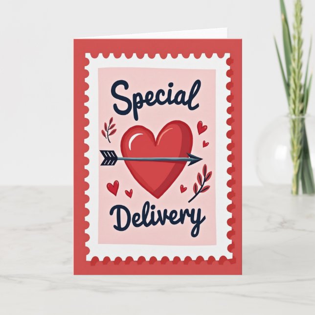 Valentines Heart Delivery Card Kort (Framsida)