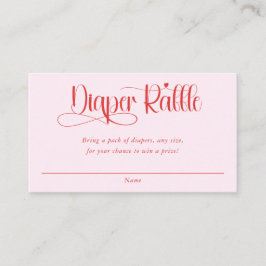 Valentines heart girl baby shower diaper raffle tilläggskort