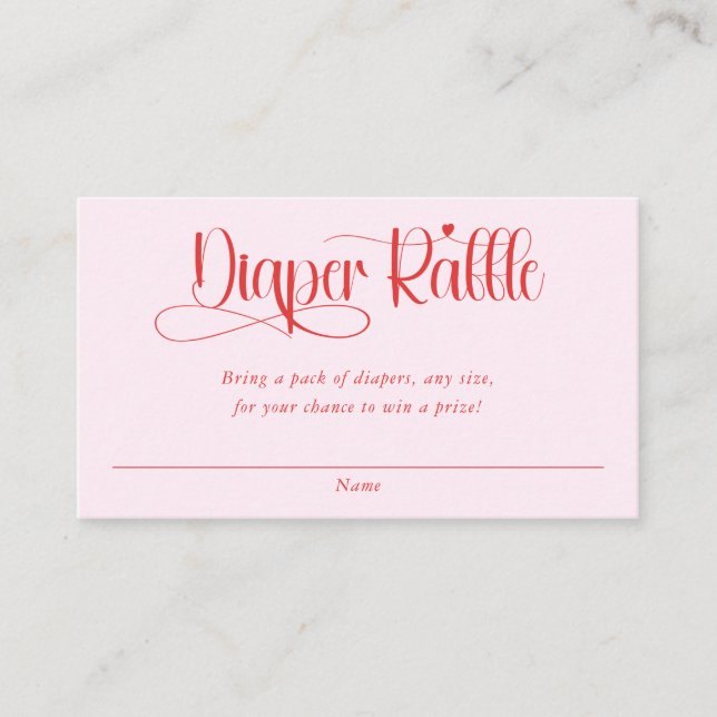 Valentines heart girl baby shower diaper raffle tilläggskort (Framsida)
