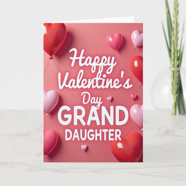 Valentines Heart Granddaughter Card Kort (Framsida)