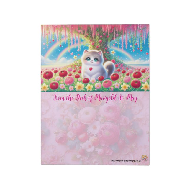 Valentine's Heart Katt Notepad Anteckningsblock (Roterad)