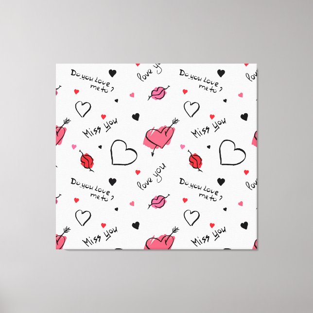 Valentines Hearts Arrow Seamless Canvastryck (Framsida)