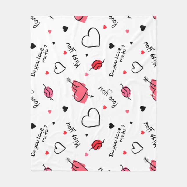 Valentines Hearts Arrow Seamless Fleecefilt (Framsidan)