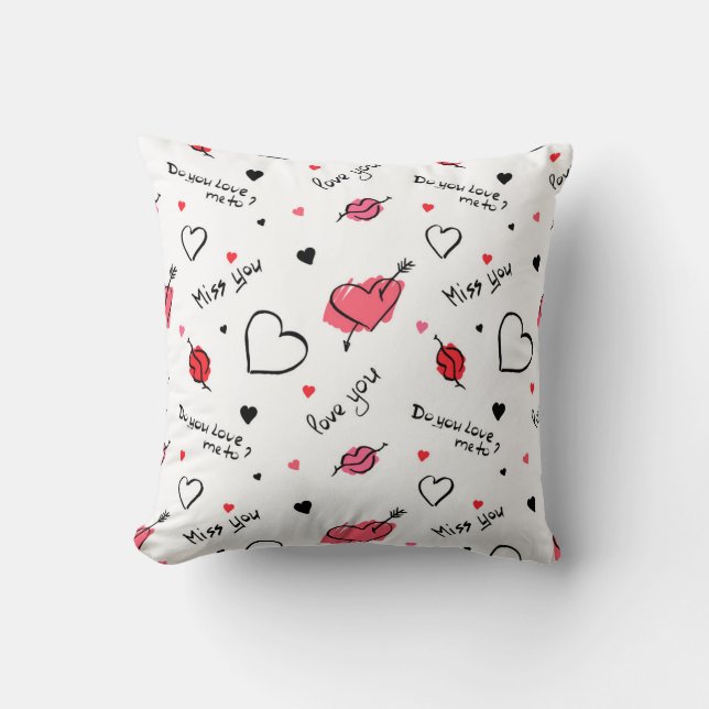 Valentines Hearts Arrow Seamless Kudde (Framsida)