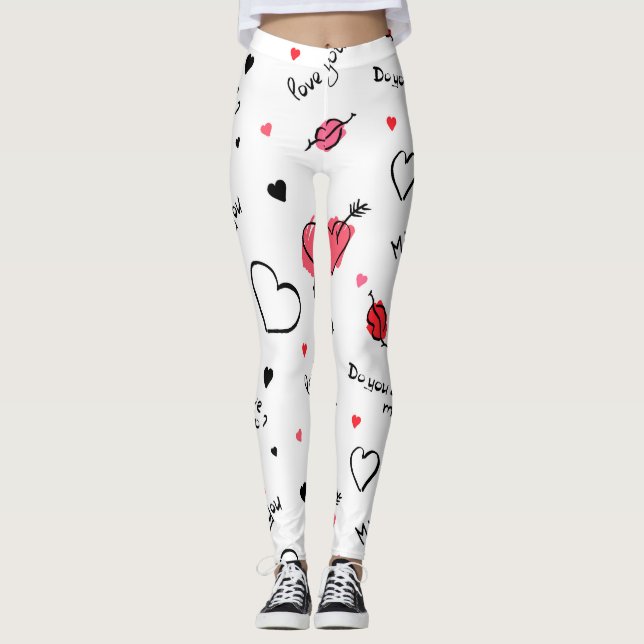Valentines Hearts Arrow Seamless Leggings (Framsida)