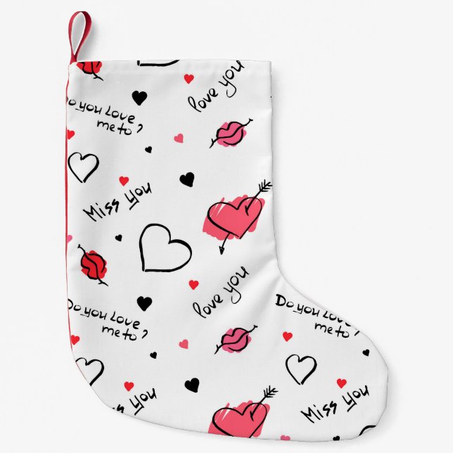 Valentines Hearts Arrow Seamless Liten Julstrumpa (Framsidan)