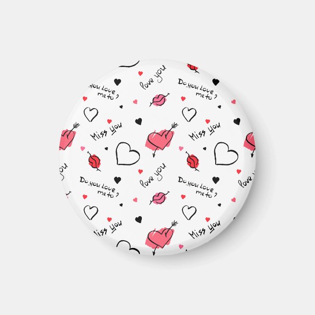 Valentines Hearts Arrow Seamless Magnet (Framsidan)