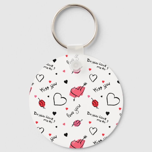 Valentines Hearts Arrow Seamless Nyckelring (Framsida)