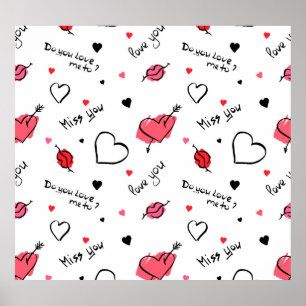 Valentines Hearts Arrow Seamless Poster