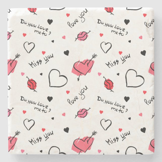 Valentines Hearts Arrow Seamless Stenunderlägg (Framsidan)