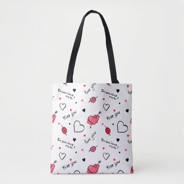 Valentines Hearts Arrow Seamless Tygkasse (Framsida)