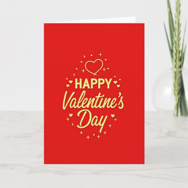 Valentines Hearts Gold Glitter Card Kort (Framsida)