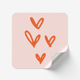 Valentines Hearts Kärlek Inspired Rosa Fyrkantigt Klistermärke