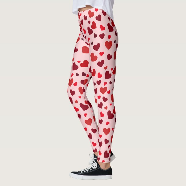 Valentines Hearts Mönster Leggings (Vänster)