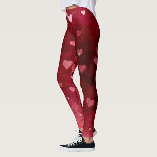 Valentines Hearts Mönster Leggings (Vänster)