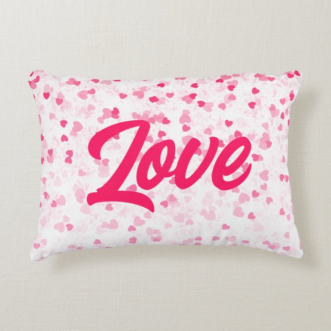 Valentines Hearts och Kärlek Prydnadskudde (Framsidan)