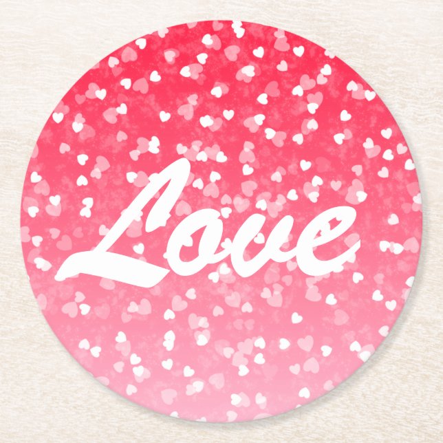 Valentines Hearts och Kärlek Underlägg Papper Rund (Framsidan)