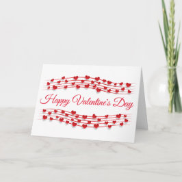 Valentines Hearts Red Modern Script Musical Staff Kort