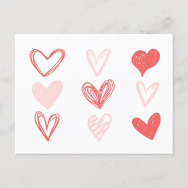 Valentines Hearts Rosa Minimalist Modern Vykort