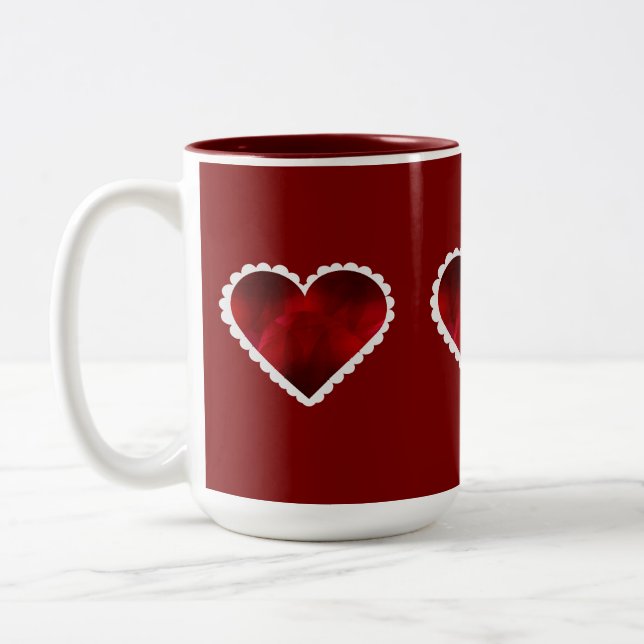 Valentine's Hearts Two-Tone Mug, 15 oz Två-Tonad Mugg (Vänster)