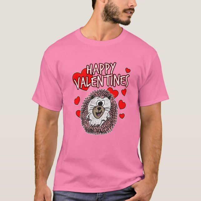Valentines Hedgehog Wildlife Nature Animal Lover T Shirt (Framsida)