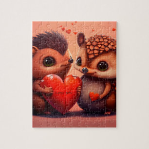 Valentines hedgehogs tecknad Jigszawpuzzel Pussel