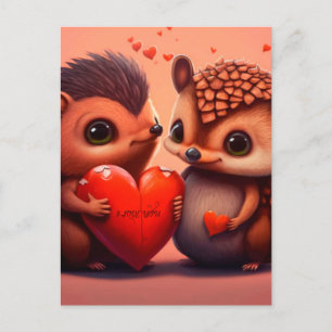 Valentines hedgehogs tecknad vykort