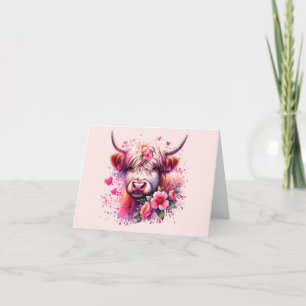 Valentines Highland Cow Helgkort