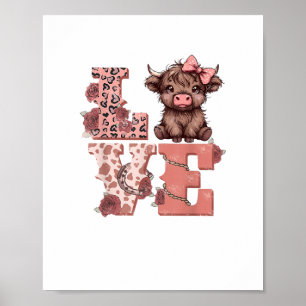Valentines Highland Cow Kärlek Shirt Cow Älskare G Poster