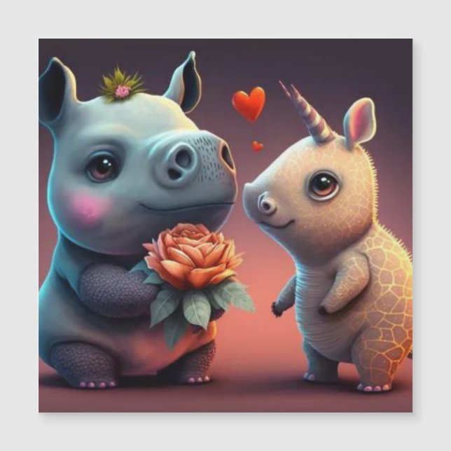 Valentines hippo tecknad anpassningsbar (Framsida)