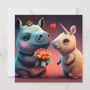 Valentines hippo tecknad anpassningsbar