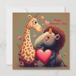 Valentines hippo tecknad anpassningsbar