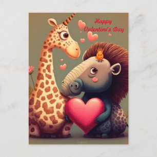 Valentines hippo tecknad anpassningsbar vykort