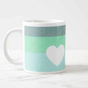 Valentines hjärta Handritad Kärlek Blå Grön Jumbo Mugg