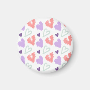 Valentines hjärta lila rosa handritat mönster magnet