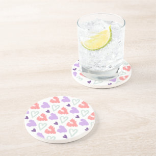 Valentines hjärta lila rosa handritat mönster underlägg