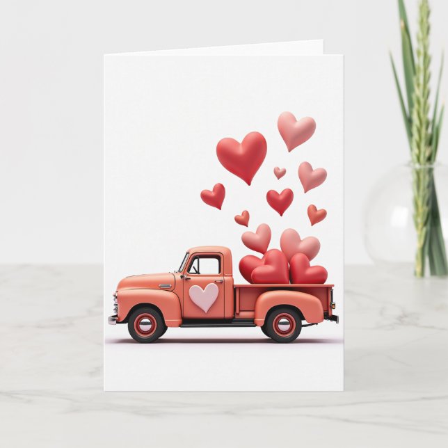 Valentines hjärtatruckkort kort (Framsida)