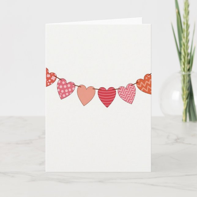 Valentines hjärtbannerkort kort (Framsida)