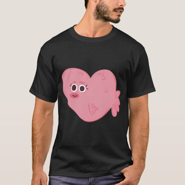 Valentines hjärtfisk t shirt (Framsida)