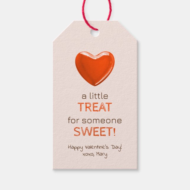 Valentines hjärtgodis litet sött gods presentetikett (Framsidan)