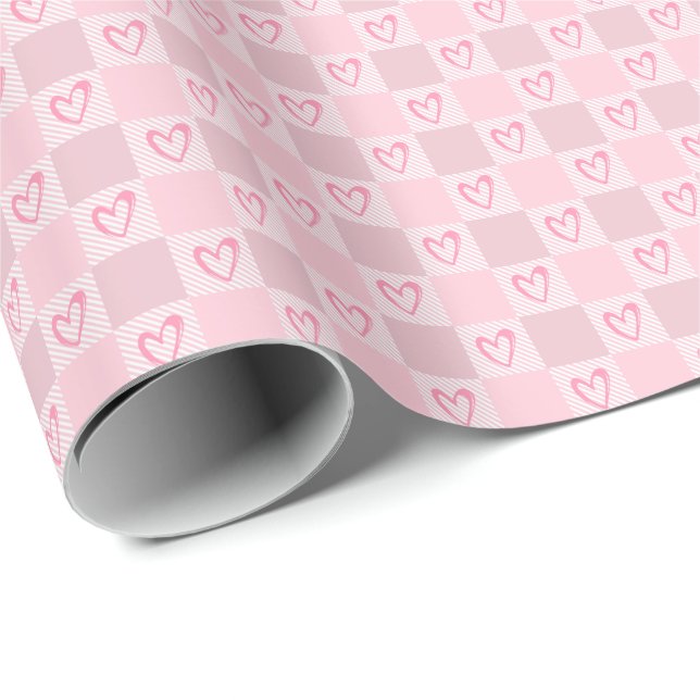 Valentine's hjärtkontrollmönster inslagningspapper (Rullad Hörn)