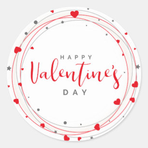 Valentines hjärtkrans runt klistermärke