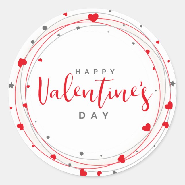 Valentines hjärtkrans runt klistermärke (Framsida)